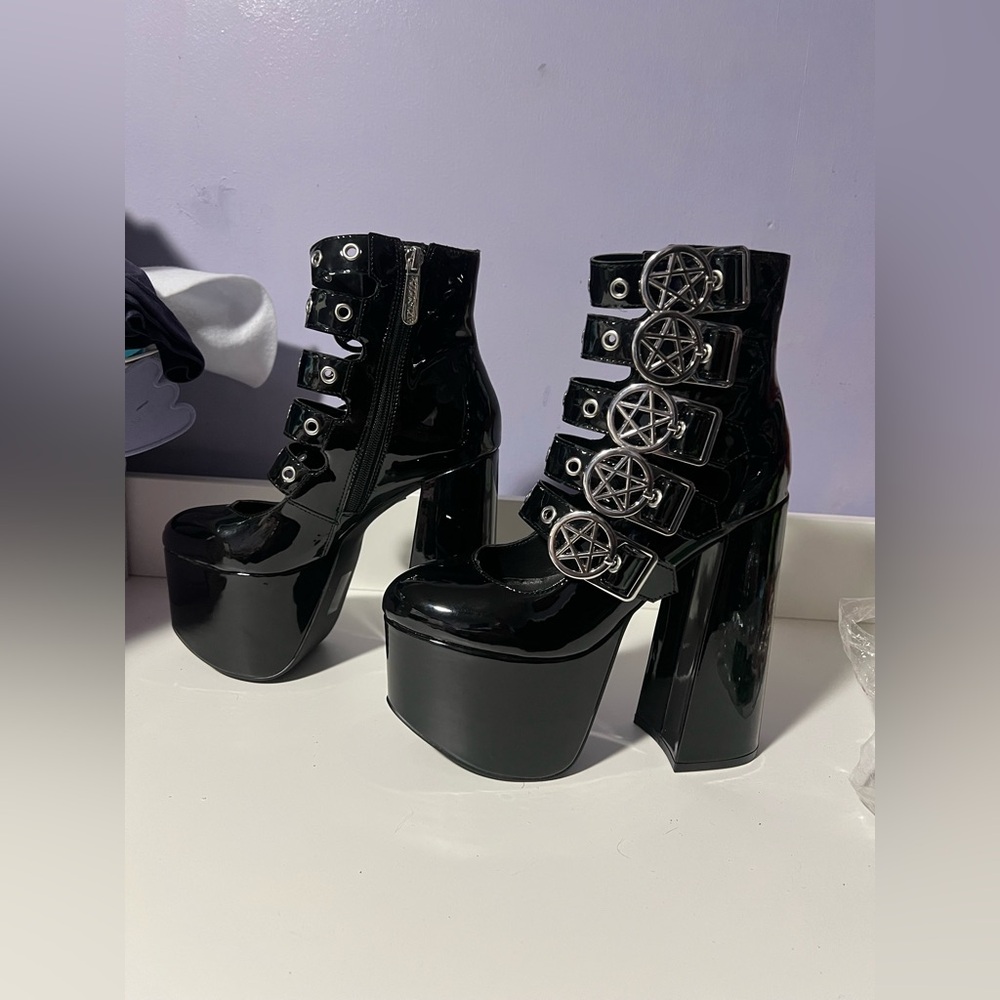 Killstar kihilist panic platform heel pentagram goth - Picture 4 of 9